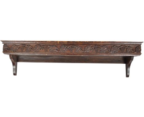 A large 19th century remodernised carved oak wall planter.&nbsp; Originally a mantlepiece or possibe wardrobe cornicing, repu