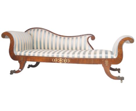 An early 19th Century Regency rosewood &amp; brass inlaid chaise longue daybed in the manner of Gillows of Lancaster &amp; Lo