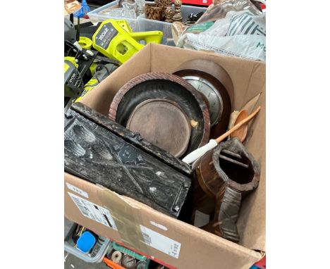 A box of misc. including treen and a clock etc. 