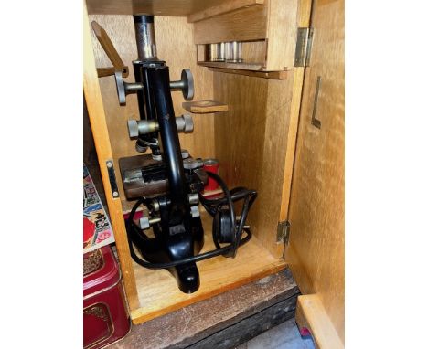 A vintage 'Service' microscope, by Watson Barnet, in wooden case. 