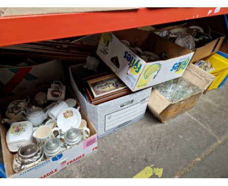 6 boxes of pottery, glass &amp; collectors plates etc.