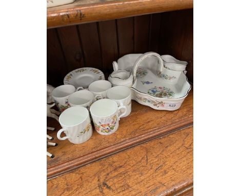 Aynsley china - Wild Tudor strawberry set and 6 Cottage Garden coffee cans and saucers 