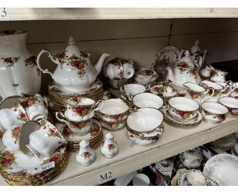 Royal Albert Old Country Roses - appx 115 pieces including teapots, coffee pot, large vase, silver plate and gilt carving kni