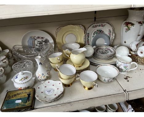 Mixed ceramics and glass including Tuscan tea ware, Aynsley, Hammersley tea ware etc 