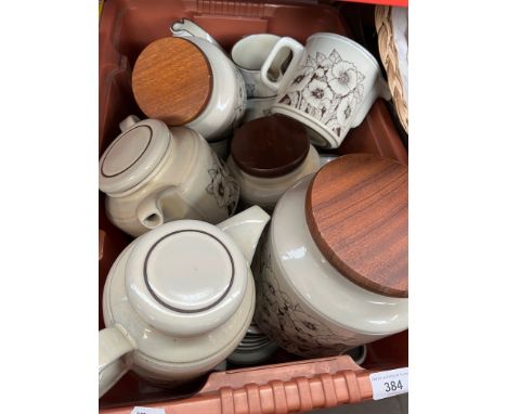 A box of Hornsea tableware, storage jars, teapots, plates, cups, etc. 