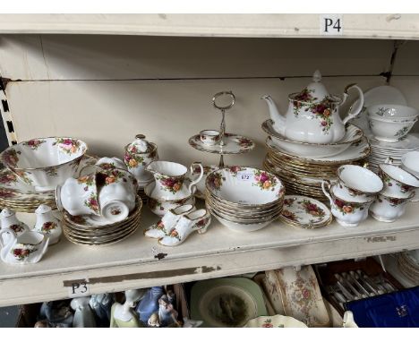 A Royal Albert 'Old Country Roses' tea set, 59 pieces including teapot, cake stand etc 