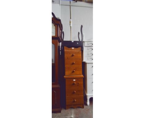 Three vintage deckchairs, a pair of pine bedside cabinets and an Edwardian piano stool. 