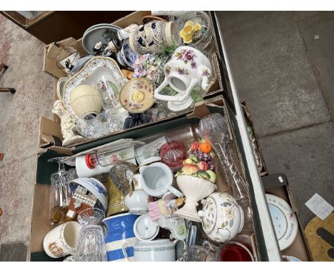 2 boxes of mixed glass, ceramics etc including Spode, Limoges etc 