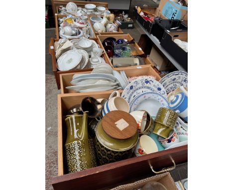 8 boxes of mixed ceramics and glass including collectors plates, Krautheim Franconia tea ware, Doulton, Aynsley, T G Green et
