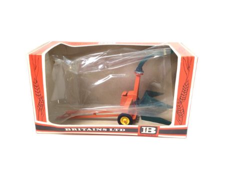 Assortment of boxed vintage Britains farm machinery to include 9541 Rotary Tedder, 9559 Timber Trailer, 9542 Forage Harvester