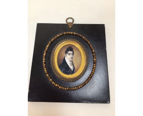 A miniature portrait of a Georgian gentleman in period frame W:14cm x H:16cm frame W:4.5cm x H:6cm image 