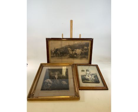 A print of The Horse Fair together with two othersW:75cm x H:47cm dimensions of Horse Fair 