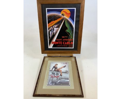 Two modern prints. Monte Carlo 1931 and a US army print Size inc frame approx W:40cm x H:48cm