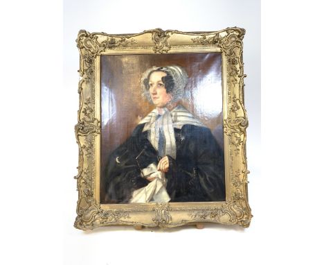 A large oil on canvas portrait in ornate gilt frame. W:63cm x H:77cm
