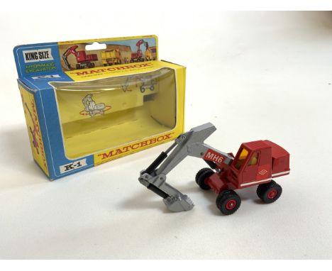 Three boxed vintage Matchbox models, to include K-1 King Size Hydraulic Excavator, K-4 King Size Leyland Tipper Truck and Sup