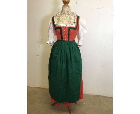 A ladies Austrian national dress costume including dress, blouse and apron size 40