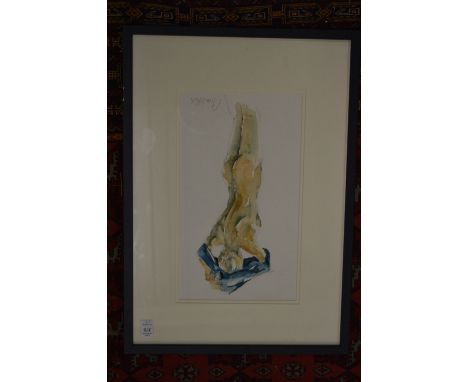 White, standing female nude, watercolour together with a pencil sketch of a seated nude.