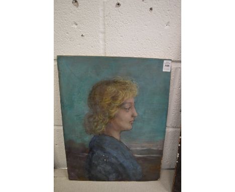 George Weissbort, head and shoulders portrait of a young lady, oil on board, unframed.