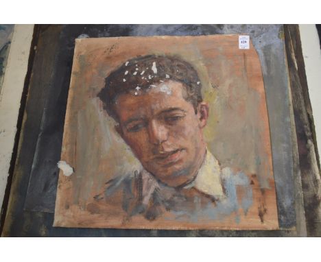 George Weissbort, bust length portrait of a young man, oil on paper, unframed together with seven other unframed figure studi