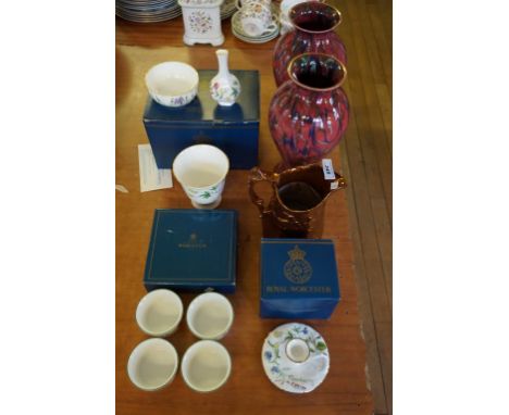A mixed lot of assorted ceramics to include Royal Worcester, Arcadia, and a 19th Century lustre jug.