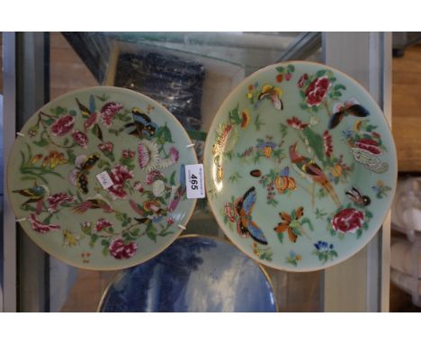 Two early 20th Century canton plates, each painted with enamel decoration.