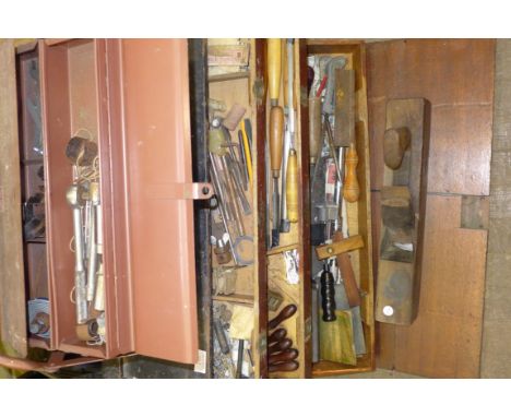 A large quantity of assorted tools to include word working planes, etc. 