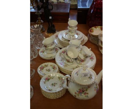 A Royal Albert Moss Rose pattern tea service.