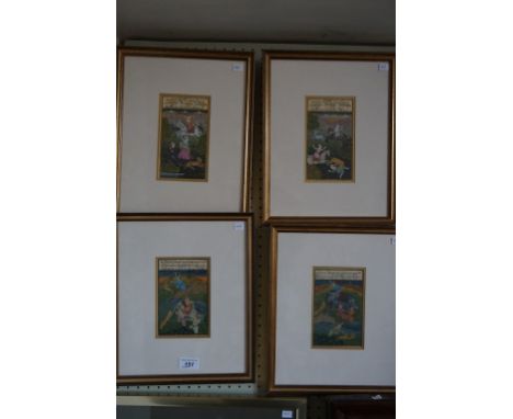Four assorted Mughli Indian watercolours depicting hunting scenes.