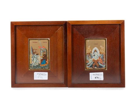 CONSTANTINOS XYNOPOULOS FOR ARTINVEST, TWO SILVERGILT GREEK ICONS CIRCA 1978 in .999 silver, comprising the Annunciation and 