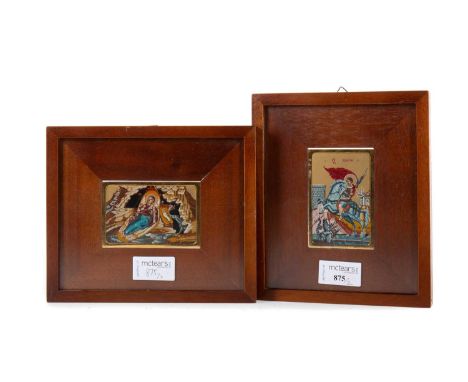 GRIGORIOS BALOGIANNIS FOR ARTINVEST, TWO SILVERGILT GREEK ICONS CIRCA 1978 on .999 silver, comprising a Nativity Scene and St