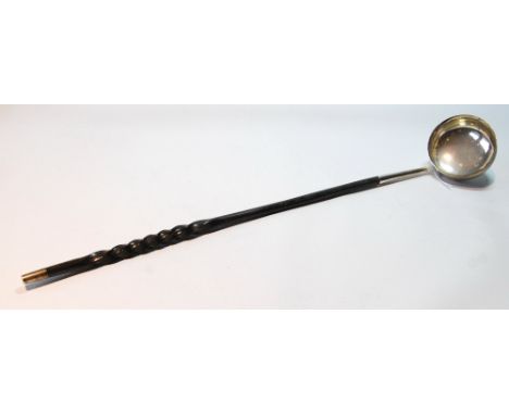 Silver toddy ladle, plain circular, with baleen handle, Glasgow 1821.