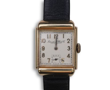 A gentleman's mid 20th century 14k gold International Watch Company manual wind wrist watch, on a later associated leather st