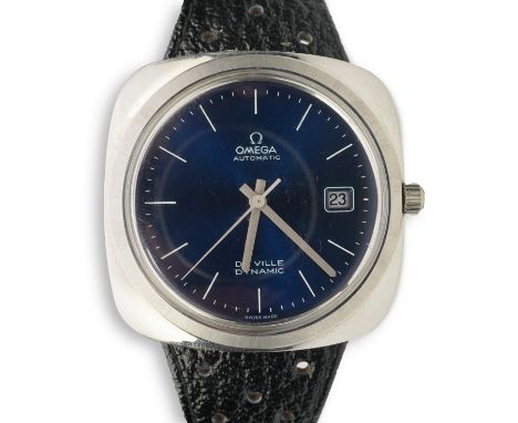A gentleman's 1970's stainless steel Omega de Ville Automatic Dynamic wrist watch, on an Omega steel and leather strap, with 