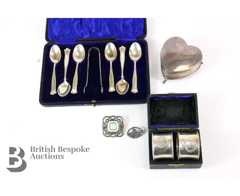 Silver Scottish brooch, depicting a Viking Ship together with a Celtic brooch, together with miscellaneous silver including n