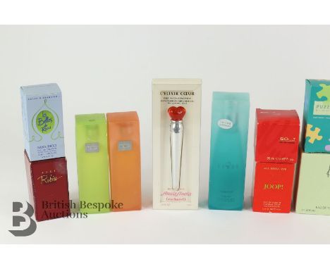 Tray of boxed perfumes, with contents: Kenzo, Anais Anais L'Elixir Coeur, Ioio perfumes, Vanderbilt Eau de Toilette, Michael 