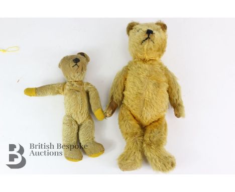Two vintage mohair bears, one still bearing it's button for Steiff.&nbsp;