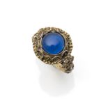 Trachten Ring mit blauem Farbstein
