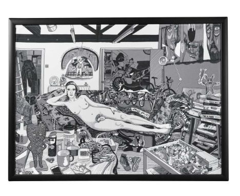 Sir Grayson Perry CBE, RA (1960-), Reclining Artist, screenprint on cotton48.5 x 67cmVery nice condition throughout. Please n