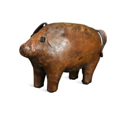 Manner of Omersa for Liberty & Co., a leather pig, with applied ears and tail, all in tan leather26 x 36 x 15cmThere are a fe