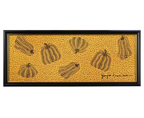 Yayoi Kusama (1929-), Yellow Pumpkins, silkscreen on cotton 32 x 88cm