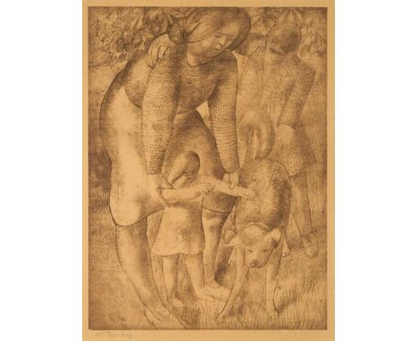 § Sir Stanley Spencer CBE, RA (1891-1959) Spencer Family with Dogtrial proofphoto-lithograph39.5 x 29cm