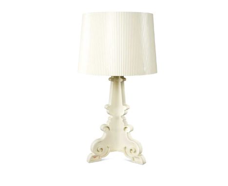 Ferruccio Laviani for Kartell, a Bourgie table lamp and shade, in white plastic, the shade with gilt interior68cm high