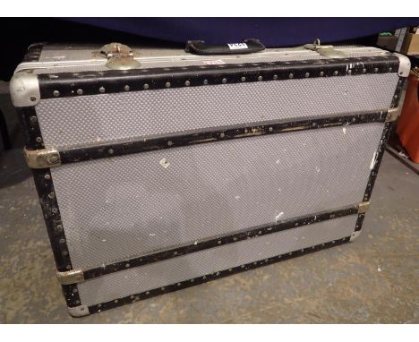 Rectangular aluminium wheeled travel trunk. Not available for in-house P&amp;P, contact Paul O'Hea at Mailboxes on 01925 6591