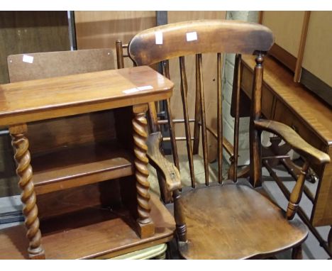 Mixed furniture to include chairs and a small two tier shelf. Not available for in-house P&amp;P, contact Paul O'Hea at Mailb