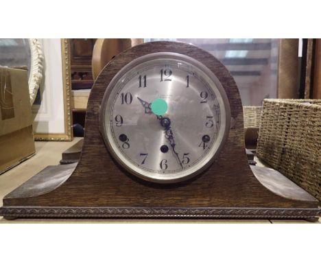 Oak chiming mantle clock by S.S Burlingham Kings Lynn. Not available for in-house P&amp;P, contact Paul O'Hea at Mailboxes on