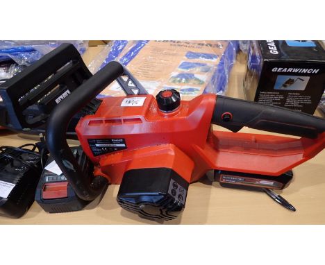 Einhell battery chainsaw with charger and spare battery. Not available for in-house P&amp;P, contact Paul O'Hea at Mailboxes 