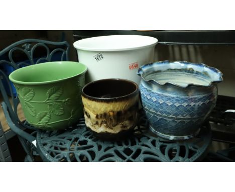 Four mixed ceramic planters. Not available for in-house P&amp;P, contact Paul O'Hea at Mailboxes on 01925 659133 
