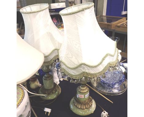 Pair of faux onyx table lamps, H: 63 cm. Not available for in-house P&P, contact Paul O'Hea at Mailboxes on 01925 659133Condi