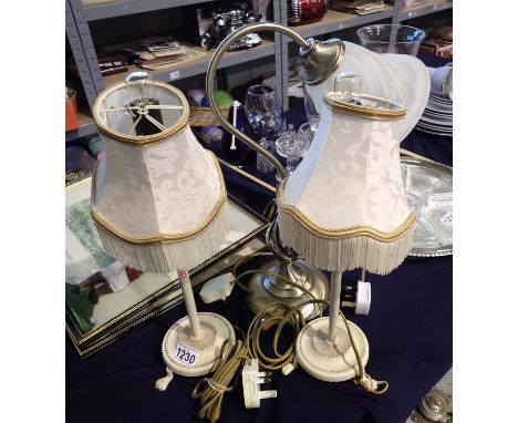 Pair of Laura Ashley table lamps and one other. Not available for in-house P&P, contact Paul O'Hea at Mailboxes on 01925 6591