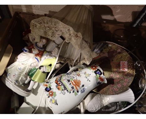 Collection of ceramics and glassware to include a figural lamp, wine glasses etc. Not available for in-house P&P, contact Pau